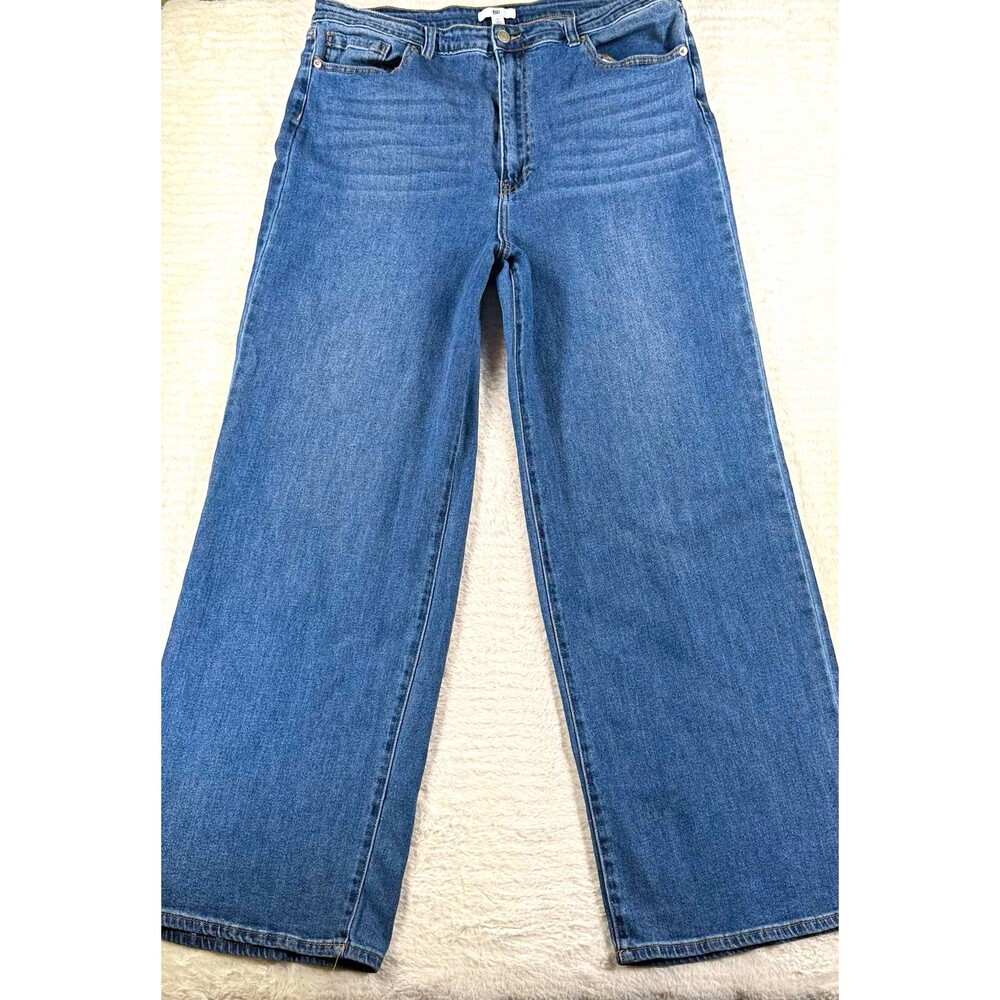 BP. Be Responsible Womens Wide Leg Jeans Medium Wash Blue Mid Rise Pockets